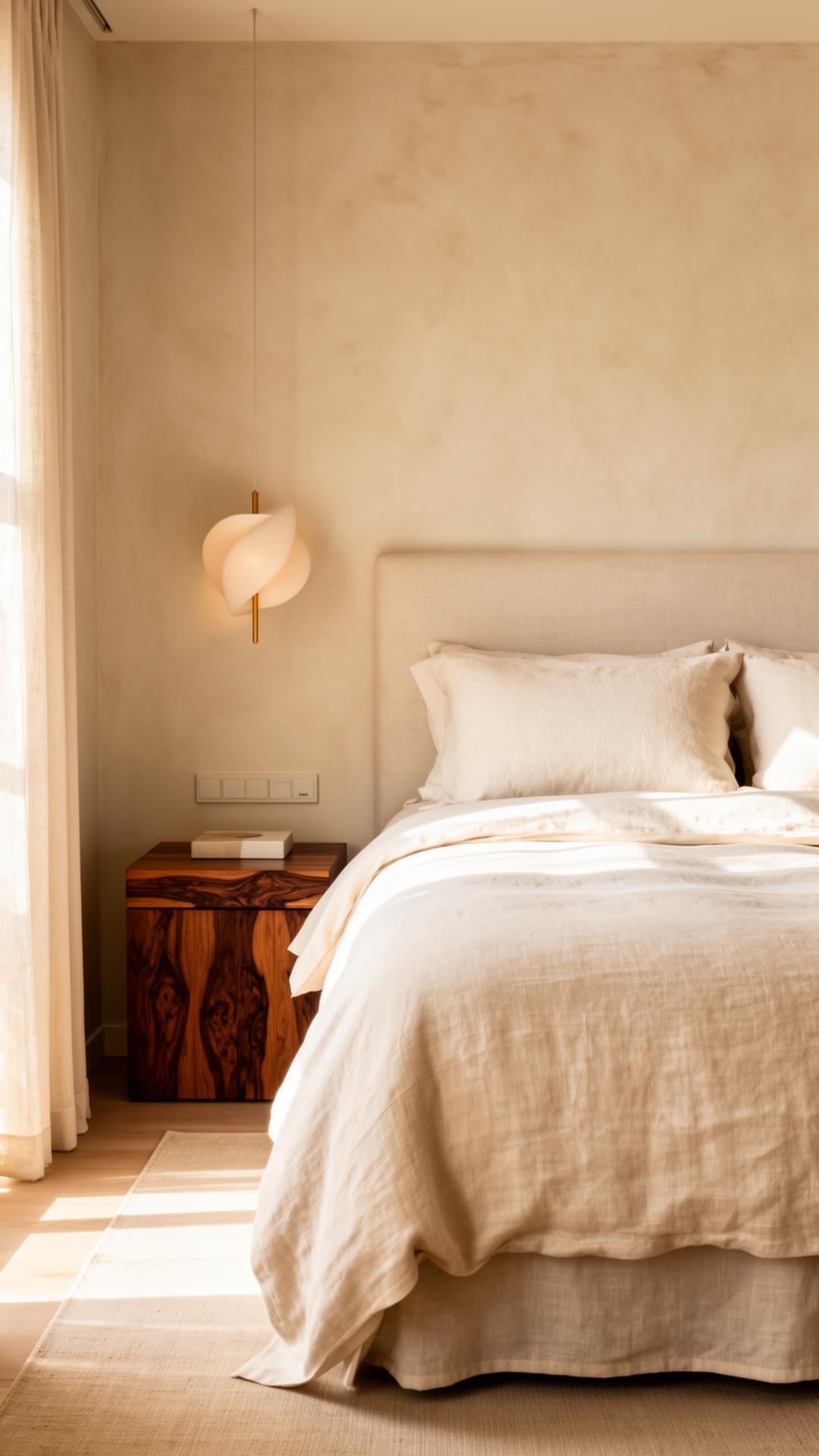 Serene bedroom with soft linen bedding